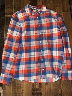 J. Crew Red, Blue & White Plaid Button-Down Shirt